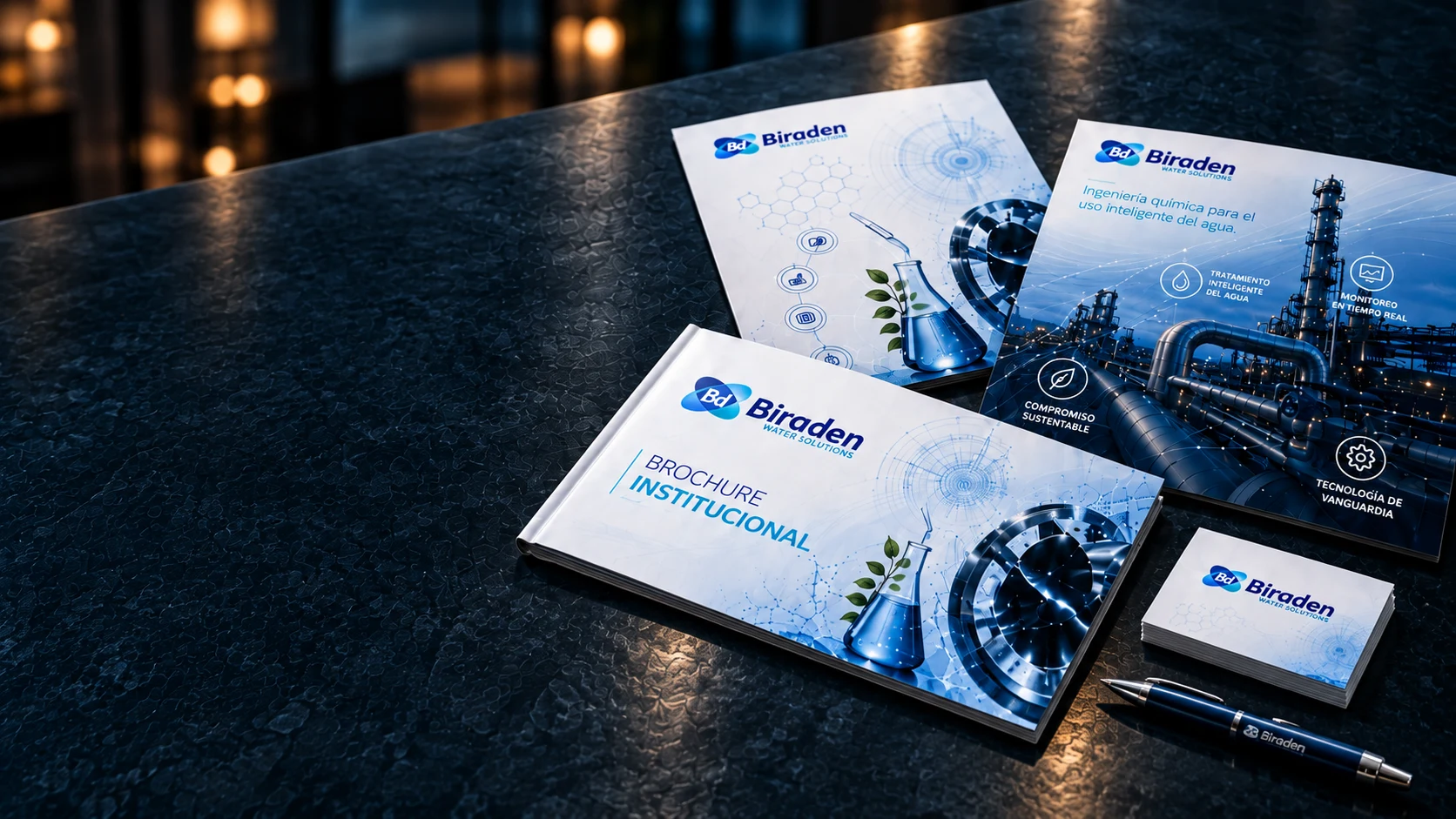 Brochure y materiales institucionales de Biraden