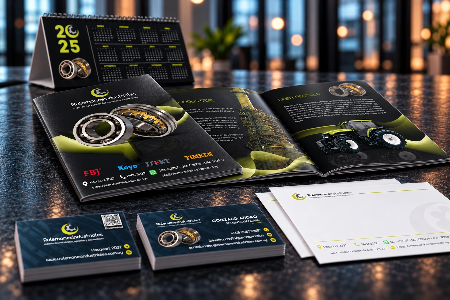 Brochure, tarjetas y papelería de Rulemanes Industriales