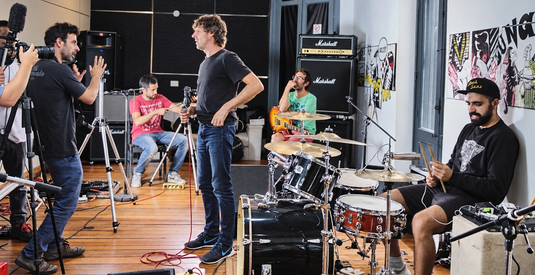 Rodaje de banda en vivo en el estudio Galopante